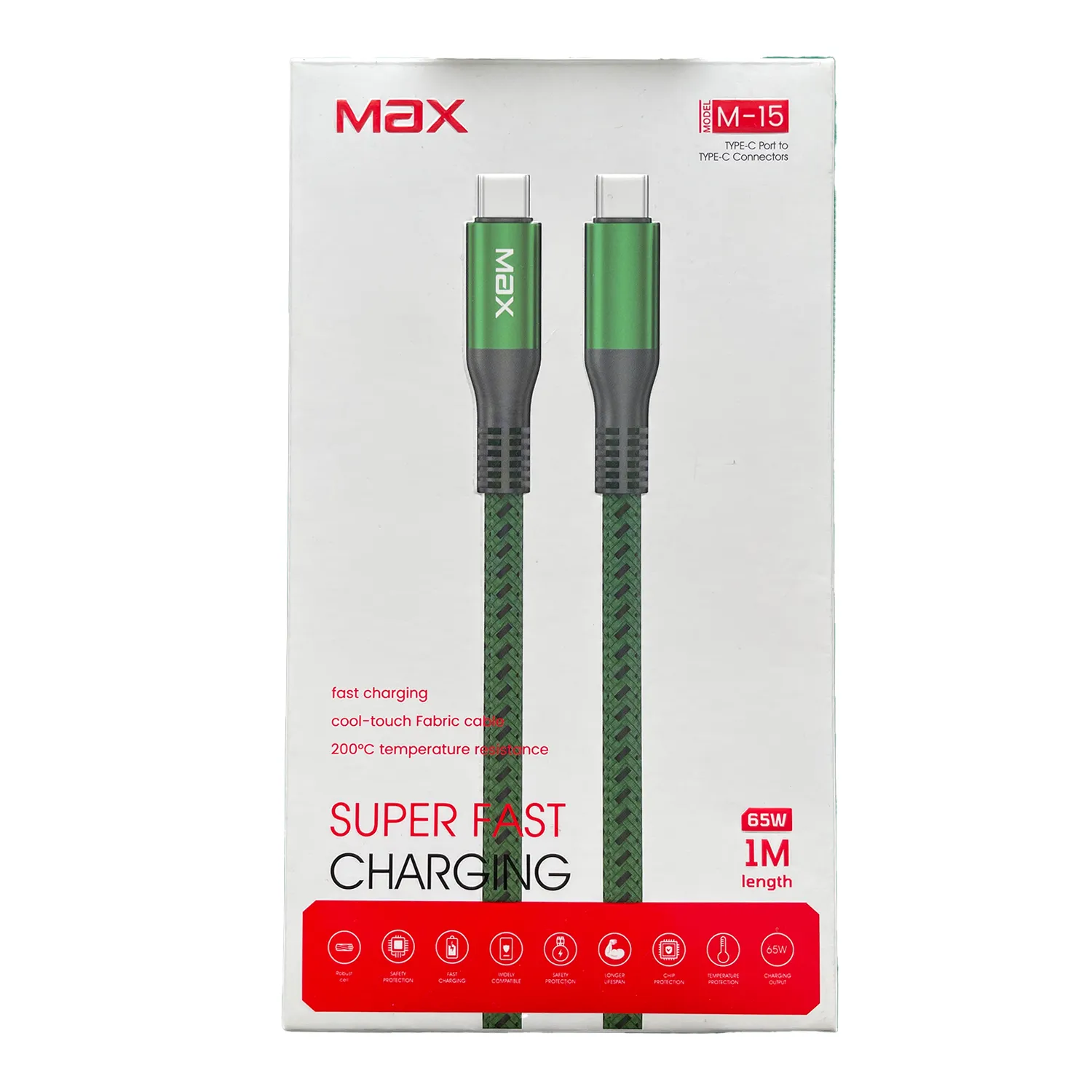 m15-c to c (2) کابل آیفون (و اندروید) مدل M15 برند MAX – USB-C to USB-C - تصویر 1