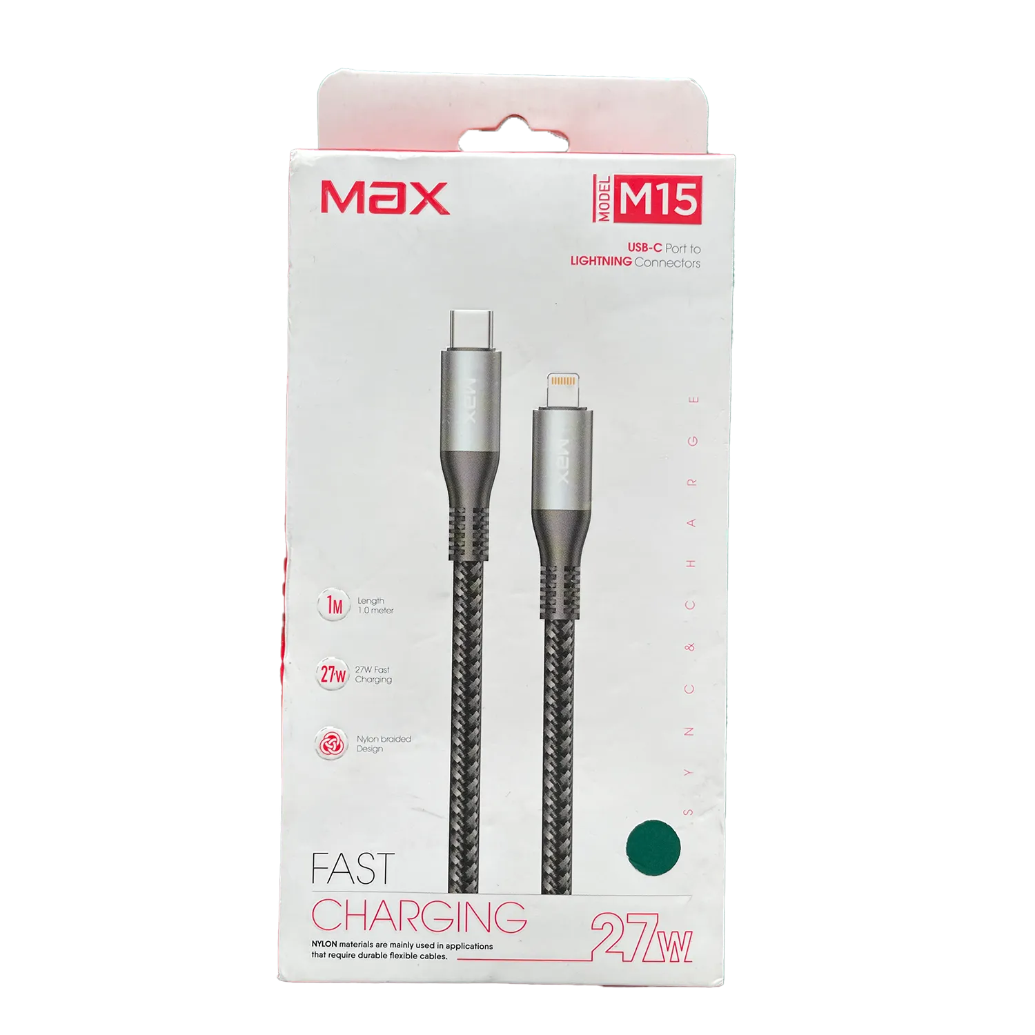 m15-c to light (1) کابل آیفون مدل MAX M15 (USB-C به Lightning) با دوام بالا - تصویر 1
